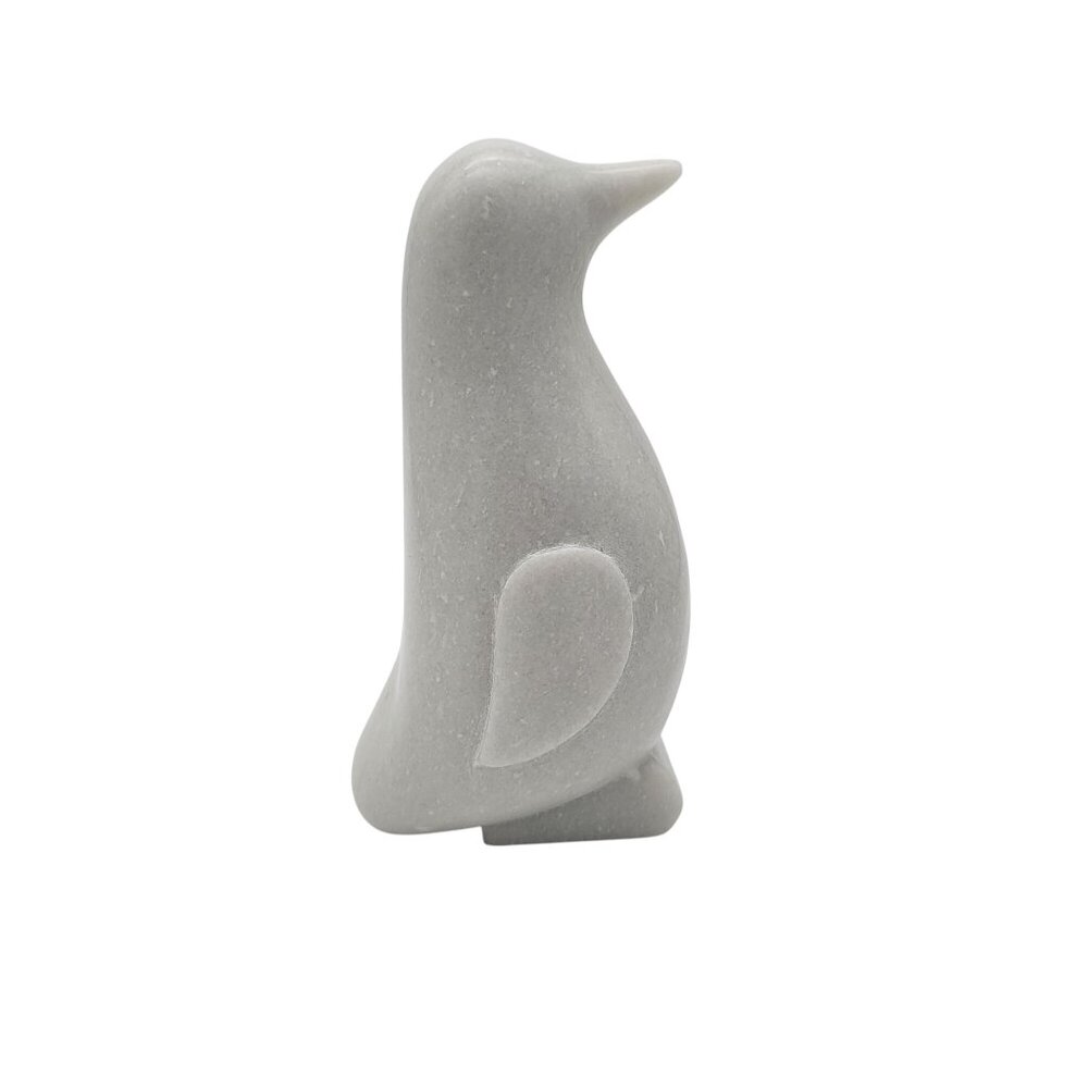Carved White Marble Penguin Sculpture 8" Tall - Picture 2 of 6